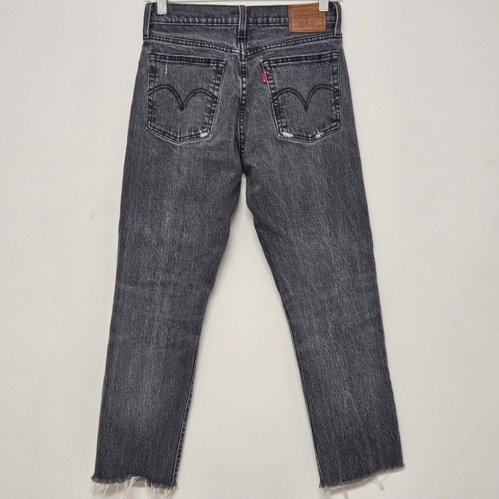 97 LEVI'S WEDGIE STRAIGHT DISTRESSED GRAY JEANS WOMEN'S SIZE 26 - Picture 4 of 13